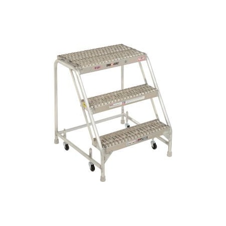 3 Step Aluminum Rolling Ladder, 24""W Grip Step, W/O Handrails - WLAR003245 -  TRI ARC MANUFACTURING